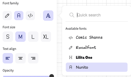 Excalidraw text settings